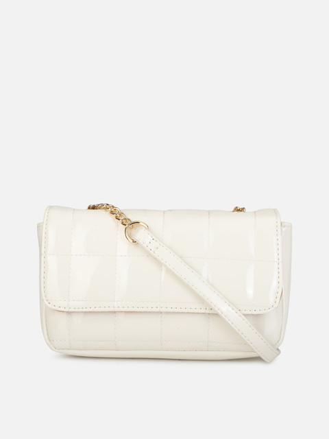 

FOREVER 21 White Textured PU Structured Sling Bag with Quilted
