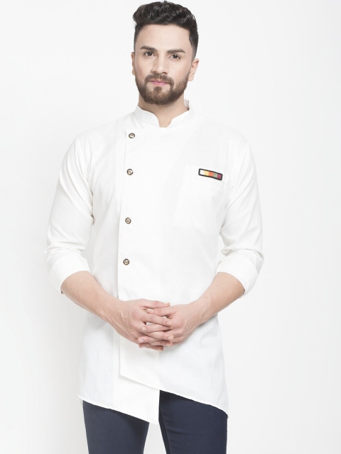 

Benstoke Men White Embroidered Thread Work Kurta