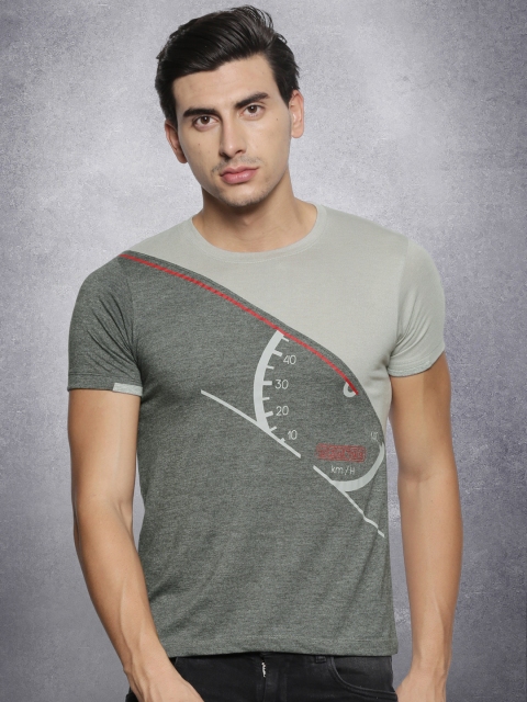 

RDSTR Men Grey Printed Round Neck T-shirt