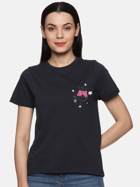 

BEVERLY BLUES Women Black & Pink T-shirt