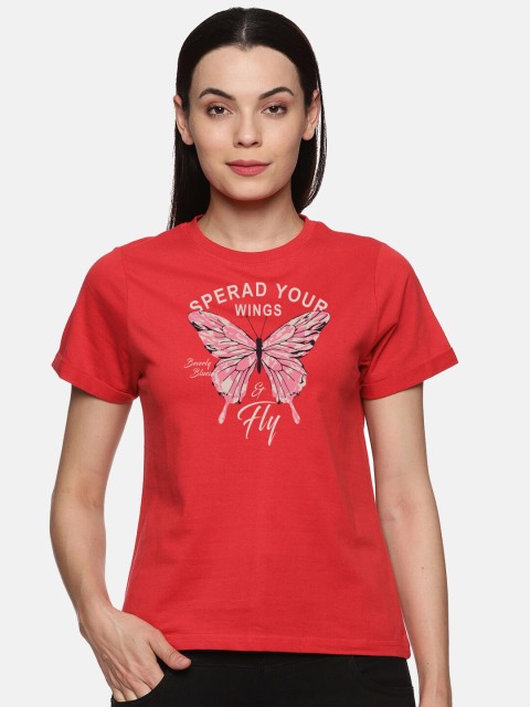 

BEVERLY BLUES Women Red Printed T-shirt