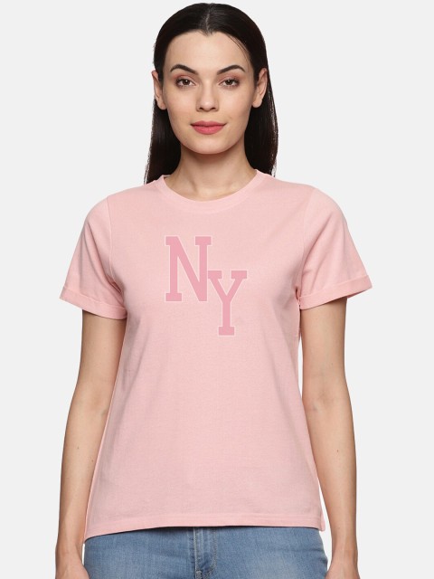 

BEVERLY BLUES Women Pink Typography Printed T-shirt