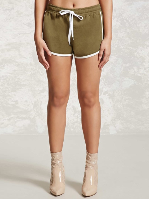 

FOREVER 21 Women Olive Green Sports Shorts