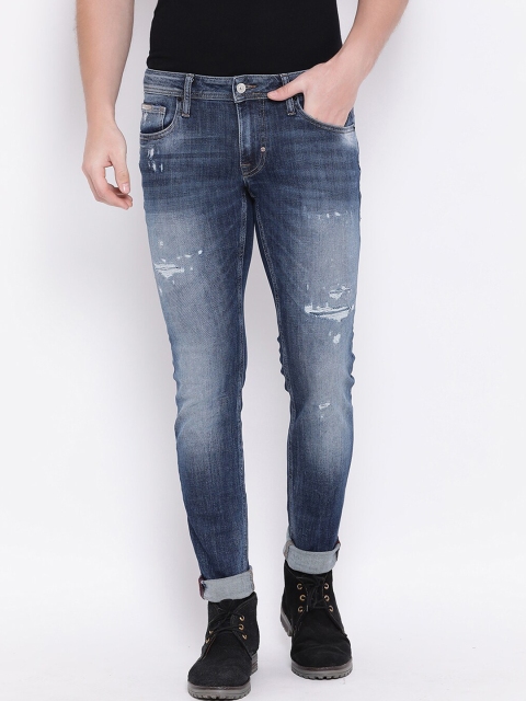 

Antony Morato Men Blue Slim Fit Mildly Distressed Heavy Fade Jeans