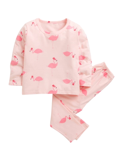 

Hopscotch Girls Pink Printed Night suit