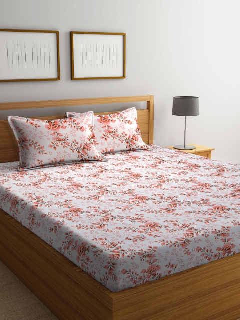 

BOMBAY DYEING Orange & White 120 TC Cotton Queen Bedsheet with 2 Pillow Covers