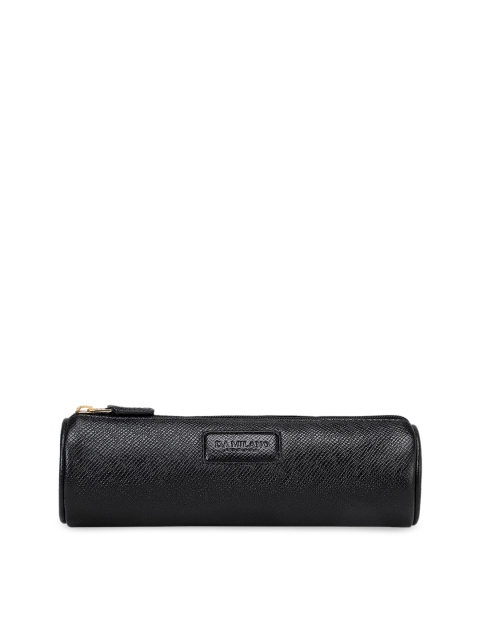 

Da Milano Unisex Black Textured Leather Travel Pouch