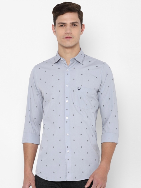 

Allen Solly Men Grey Slim Fit Printed Pure Cotton Casual Shirt