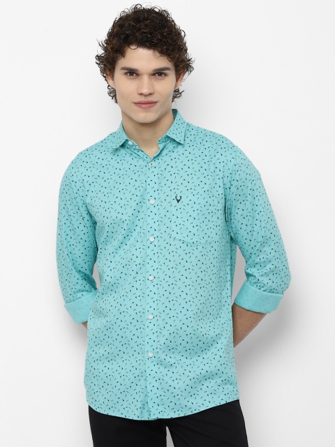 

Allen Solly Men Sea Green Slim Fit Printed Pure Cotton Casual Shirt
