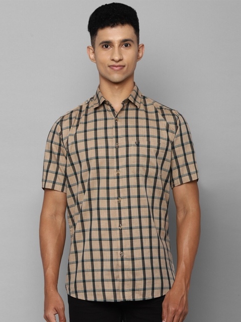 

Allen Solly Men Khaki Cotton Windowpane Checked Slim Fit Casual Shirt