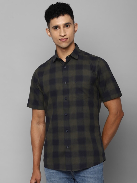 

Allen Solly Men Olive Green Slim Fit Checked Casual Shirt