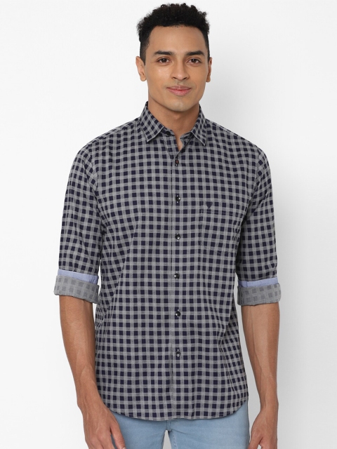 

Allen Solly Men Grey Slim Fit Checked Pure Cotton Casual Shirt
