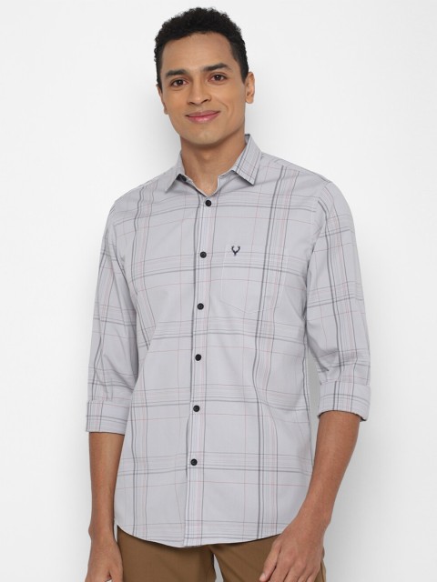 

Allen Solly Men Grey Slim Fit Windowpane Checks Checked Casual Shirt 97% Cotton