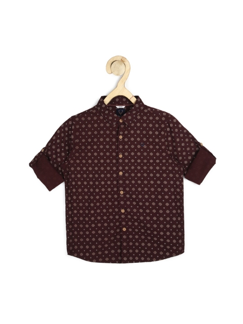 

Allen Solly Junior Boys Maroon Slim Fit Printed Casual Shirt