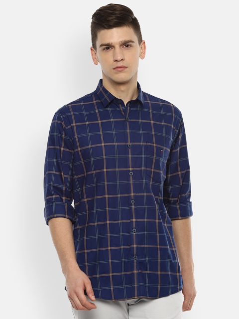 

Louis Philippe Sport Men Navy Blue Slim Fit Windowpane Checks Checked Casual Shirt