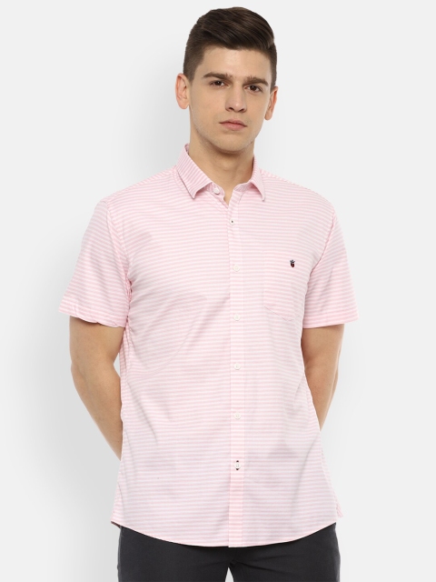 

Louis Philippe Sport Men Pink Slim Fit Horizontal Stripes Striped Casual Shirt