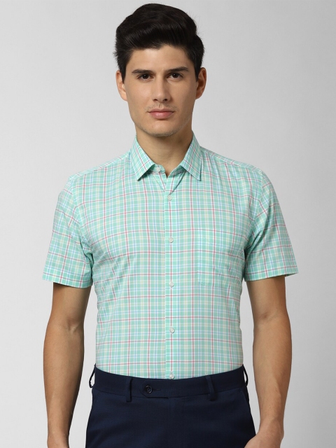 

Peter England Men Blue Slim Fit Checked Cotton Formal Shirt