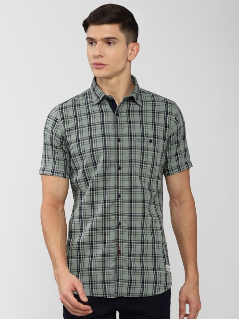 

VAN HEUSEN DENIM LABS Men Grey Slim Fit Tartan Checks Checked Casual Shirt