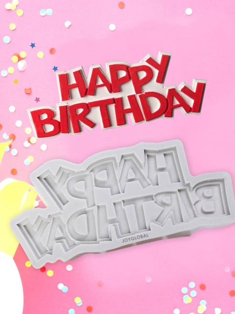 

JoyGlobal Grey Silicone Happy Birthday Mould