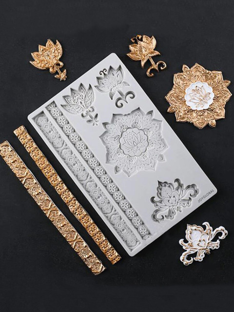 

JoyGlobal Grey Silicone Vintage Flower Curlicues Mould