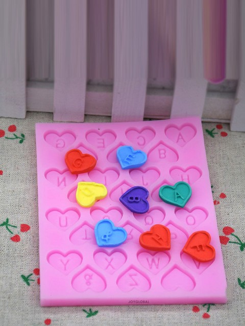 

JoyGlobal Pink Silicone Alphabet Inside Heart Mould