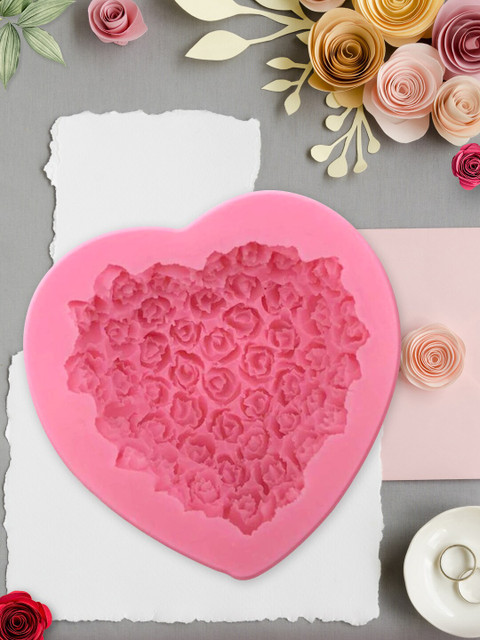 

JoyGlobal Pink Silicone Heart Shape Roses Mould