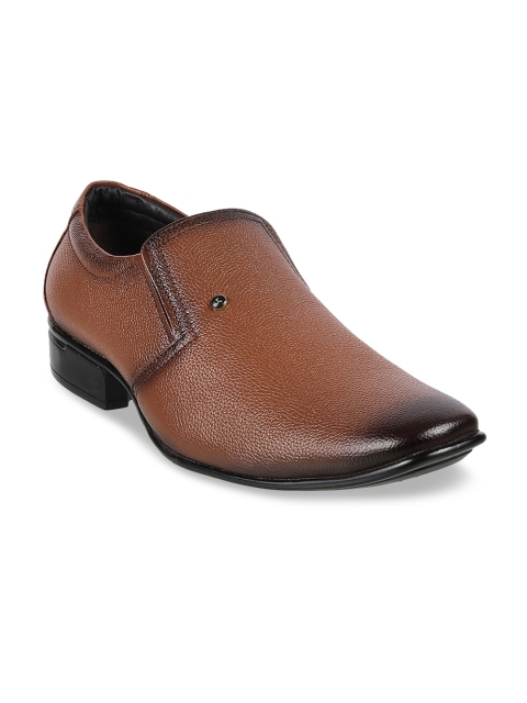 

Mochi Men tan Brown Solid Leather Formal Slip-Ons