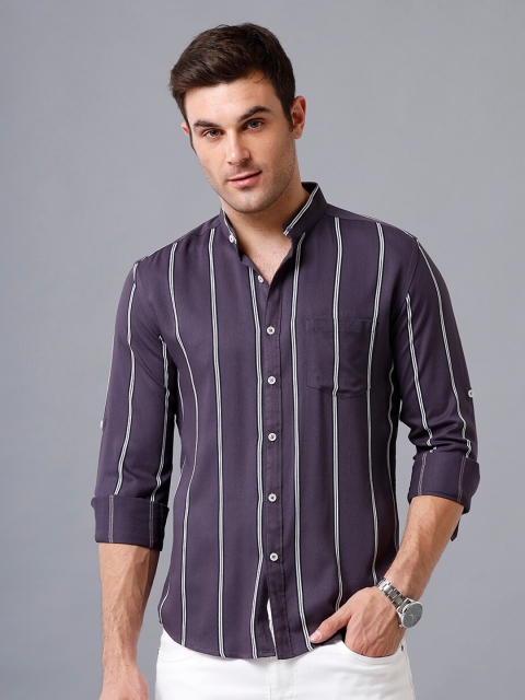 

YOVISH Men Red Smart Slim Fit Striped Casual Shirt