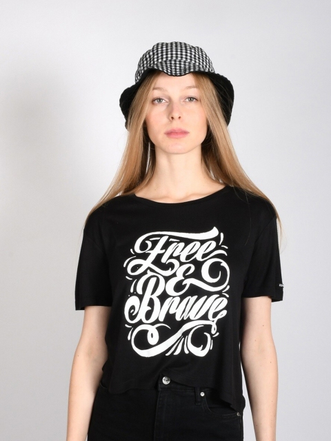 

LOVEGEN Women Black Typography Printed Slim Fit Outdoor T-shirt