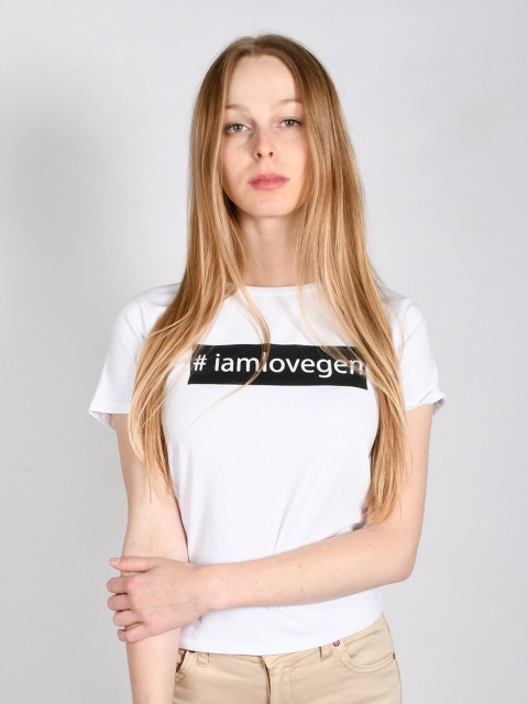 

LOVEGEN Women White Typography Printed Outdoor T-shirt