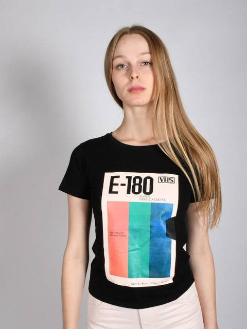 

LOVEGEN Women Black Typography Printed Applique Outdoor T-shirt