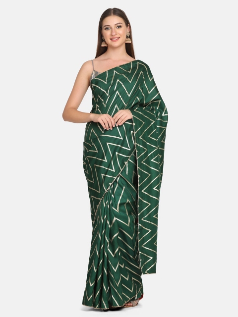 

BOMBAY SELECTIONS Green & Red Zari Banarasi Saree