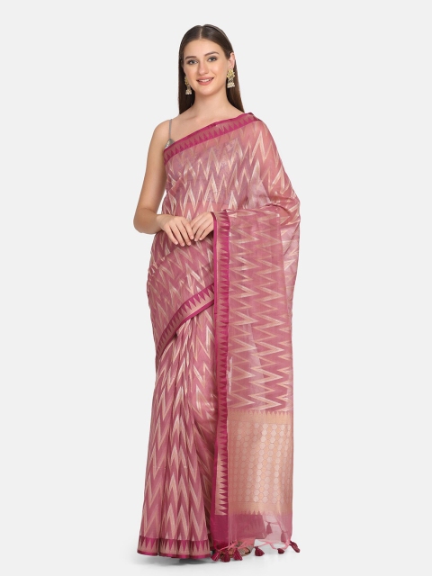 

BOMBAY SELECTIONS Purple Zari Organza Banarasi Saree