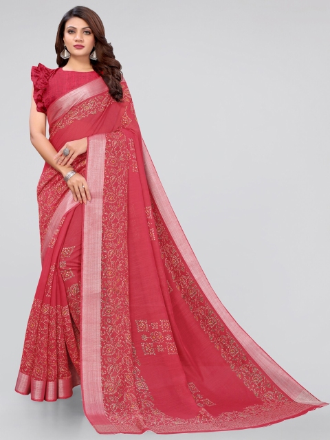 

MIRCHI FASHION Women Red Sarees