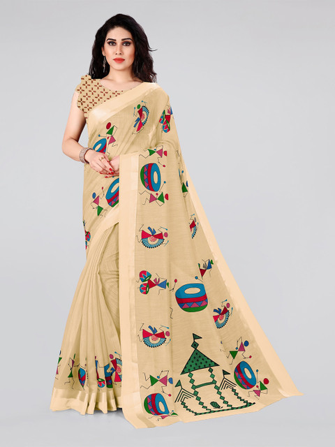 

MIRCHI FASHION Women Beige Sarees