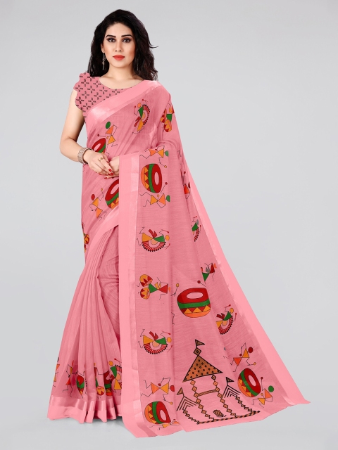 

MIRCHI FASHION Women Peach Sarees