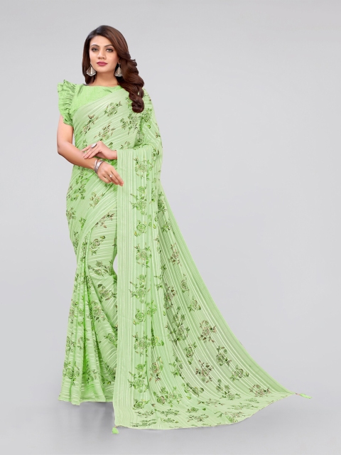 

MIRCHI FASHION Women Green Sarees