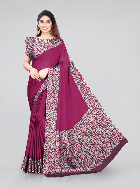 

MIRCHI FASHION Women Burgundy Sarees