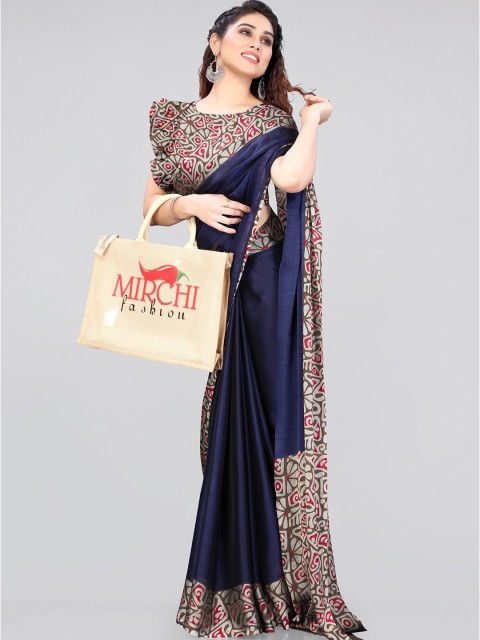 

MIRCHI FASHION Women Navy Blue Sarees