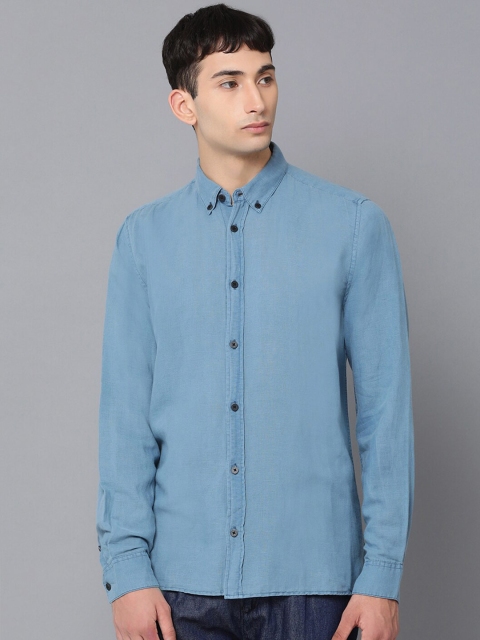 

Antony Morato Men Blue Solid Slim Fit Cotton Linen Casual Shirt
