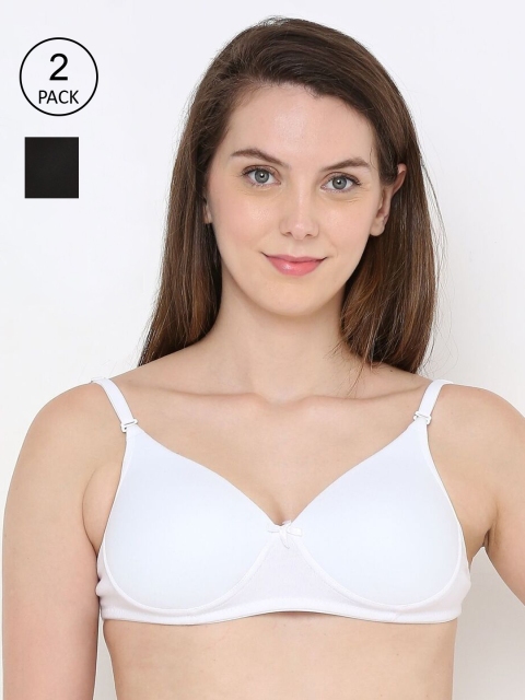 

Berrys Intimatess White & Black Set of 2 Solid Lightly Padded Cotton Blend Bra