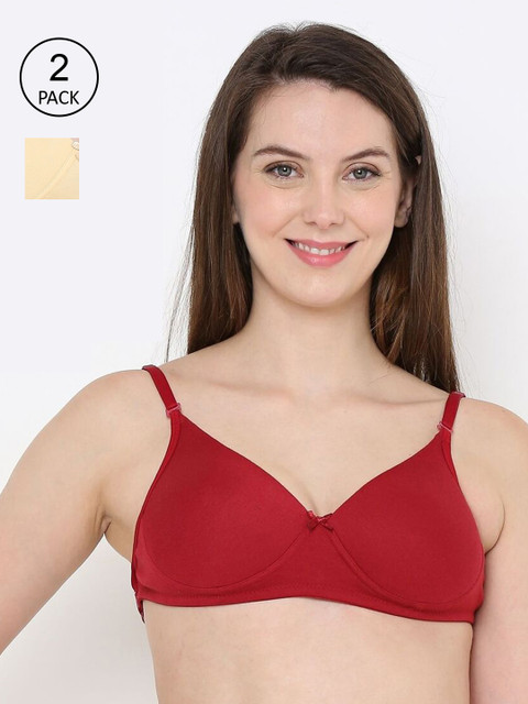 

Berrys Intimatess Pack of 2 Maroon & Beige Bra - Lightly Padded