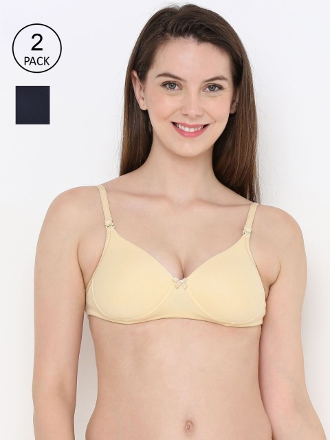 

Berrys Intimatess Pack Of 2 Beige & Navy Blue Bra Lightly Padded