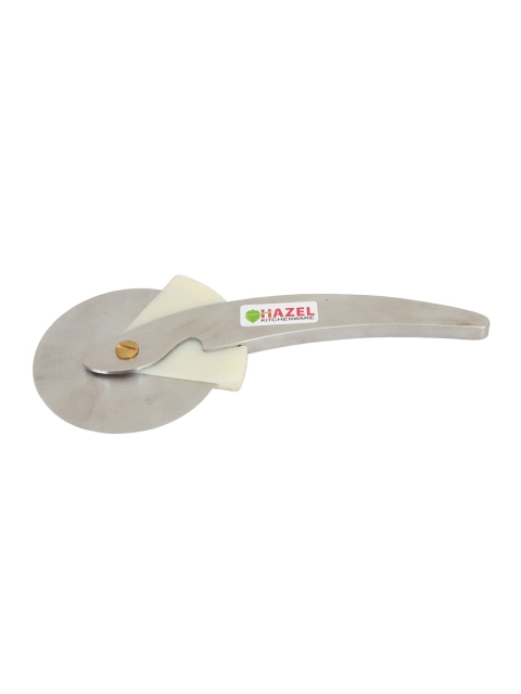 

HAZEL Silver-Toned Steel Pizza Cutter with Wooden Handle