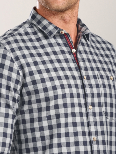 

Harvard Men Navy & Grey Checked Casual Shirt, Navy blue