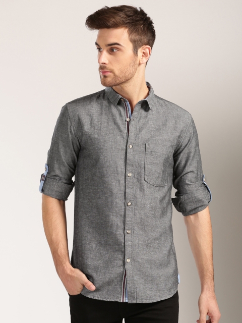 

Harvard Men Grey Solid Casual Shirt