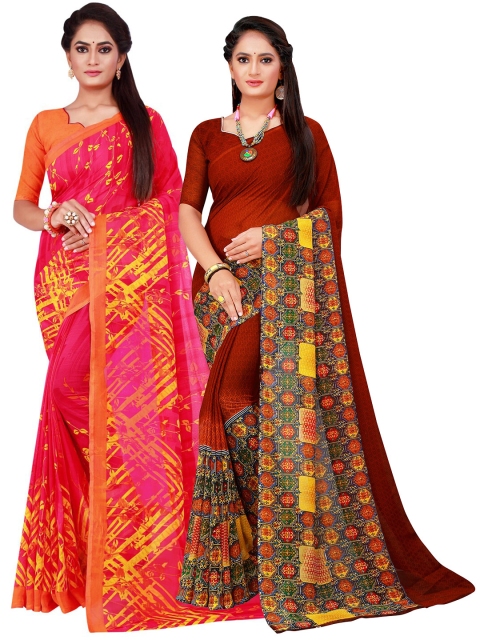 

KALINI Women Brown Sarees