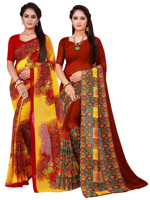 

KALINI Women Brown Sarees