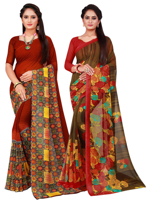 

KALINI Women Brown Sarees