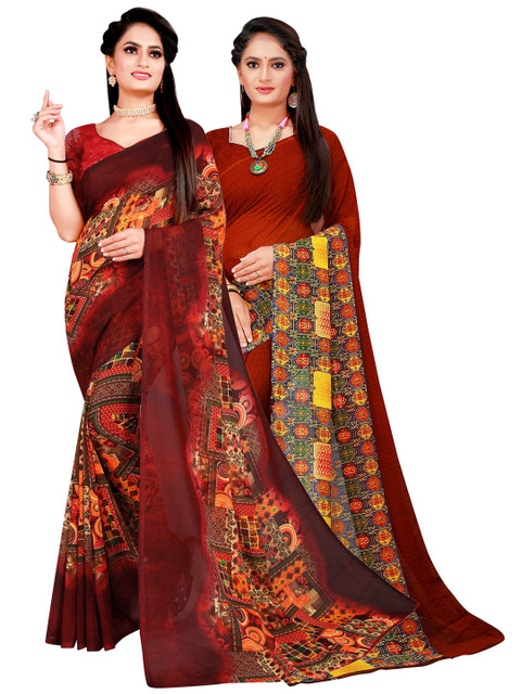 

KALINI Women Brown Sarees